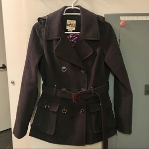 Hydraulic Dark Gray Pea Coat with Belt
